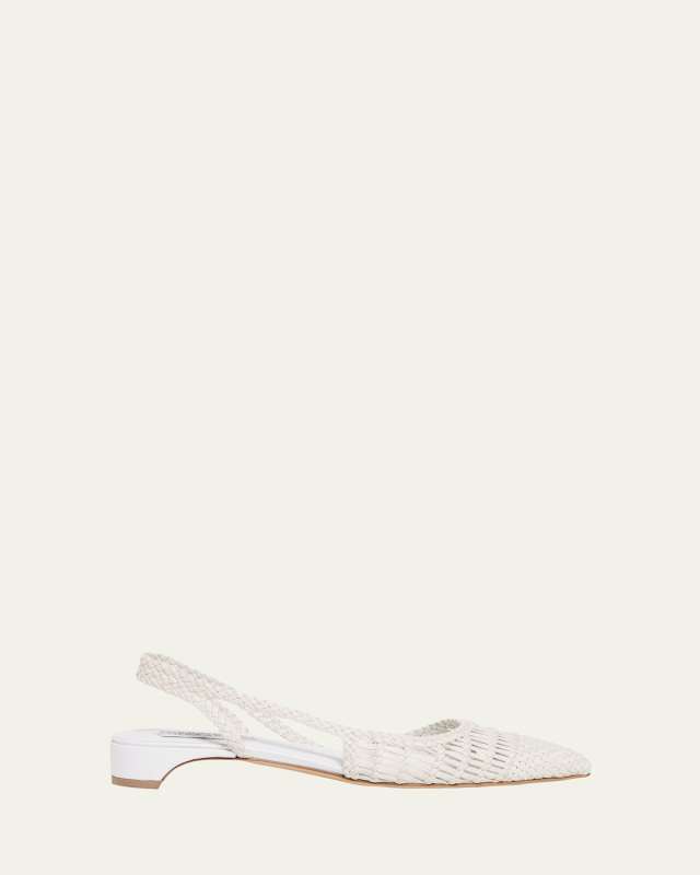 Perro Woven Leather Slingback Ballerina Flats